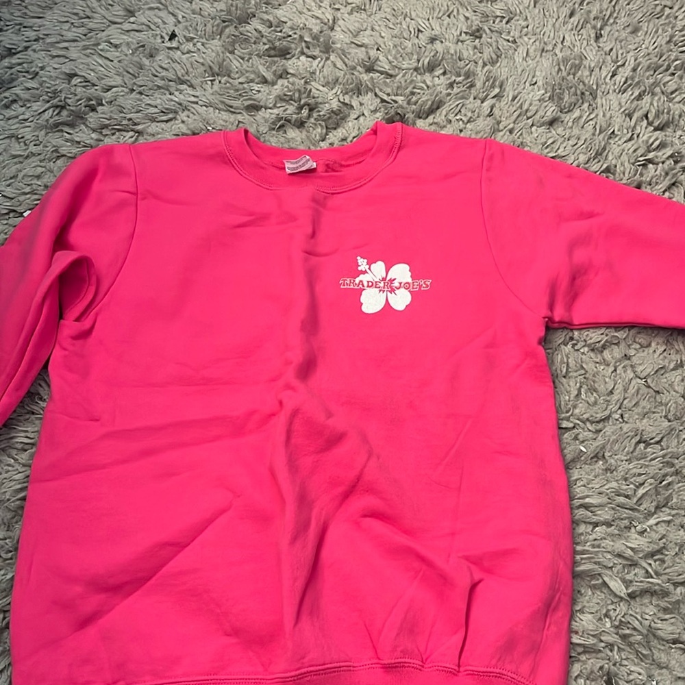 pink trader joe’s crewneck